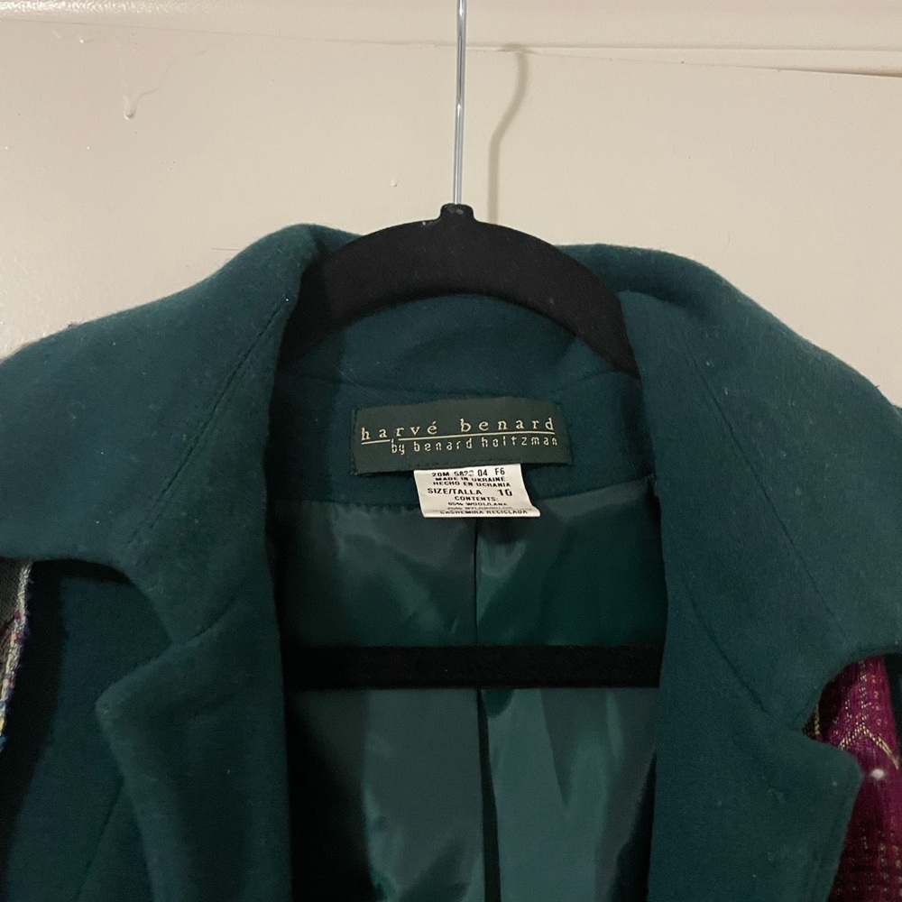 Harve Bernard by Bernard Holtzman Vintage Green Coat with original scarf Size 10 - Picture 5 of 5